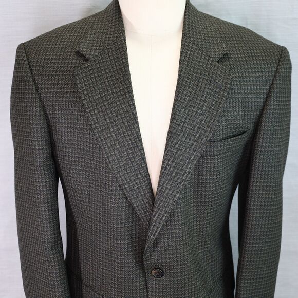 Joseph and Feiss Sport Coat Mens 42R Brown Wool Houndstooth Jacket Ventless - Picture 7 of 12